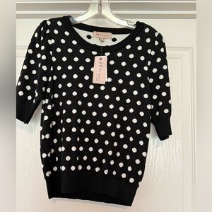 Philosophy Black Sweater with White Polka Dots